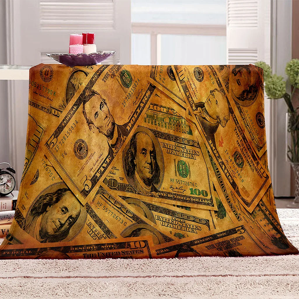HUANZHUANG пушистое одеяло с 3D рисунком банкнот плюшевое супермягкое Флисовое теплое