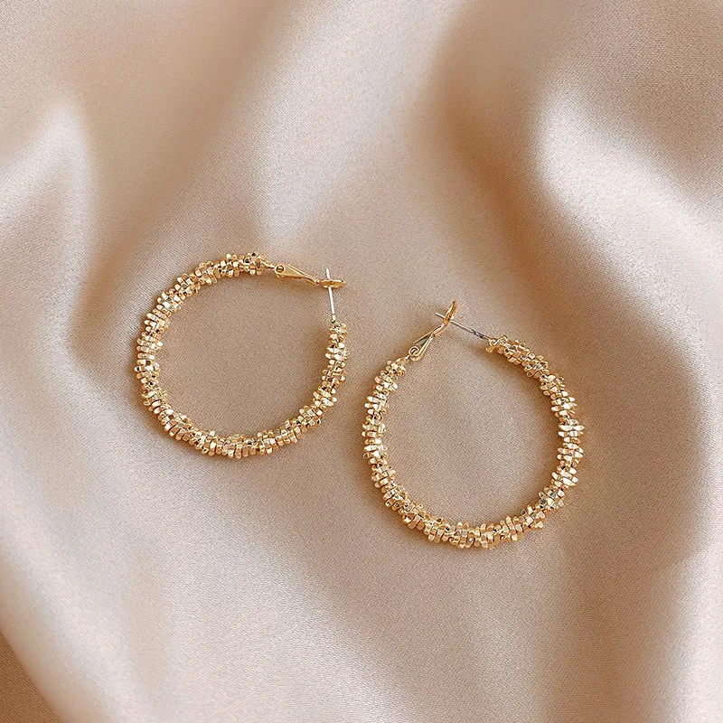 

Vintage Hoop Earrings Simple Circle For Women Girls Metal Chain Jewelry Ladies Classic Trendy Gift Wedding Party