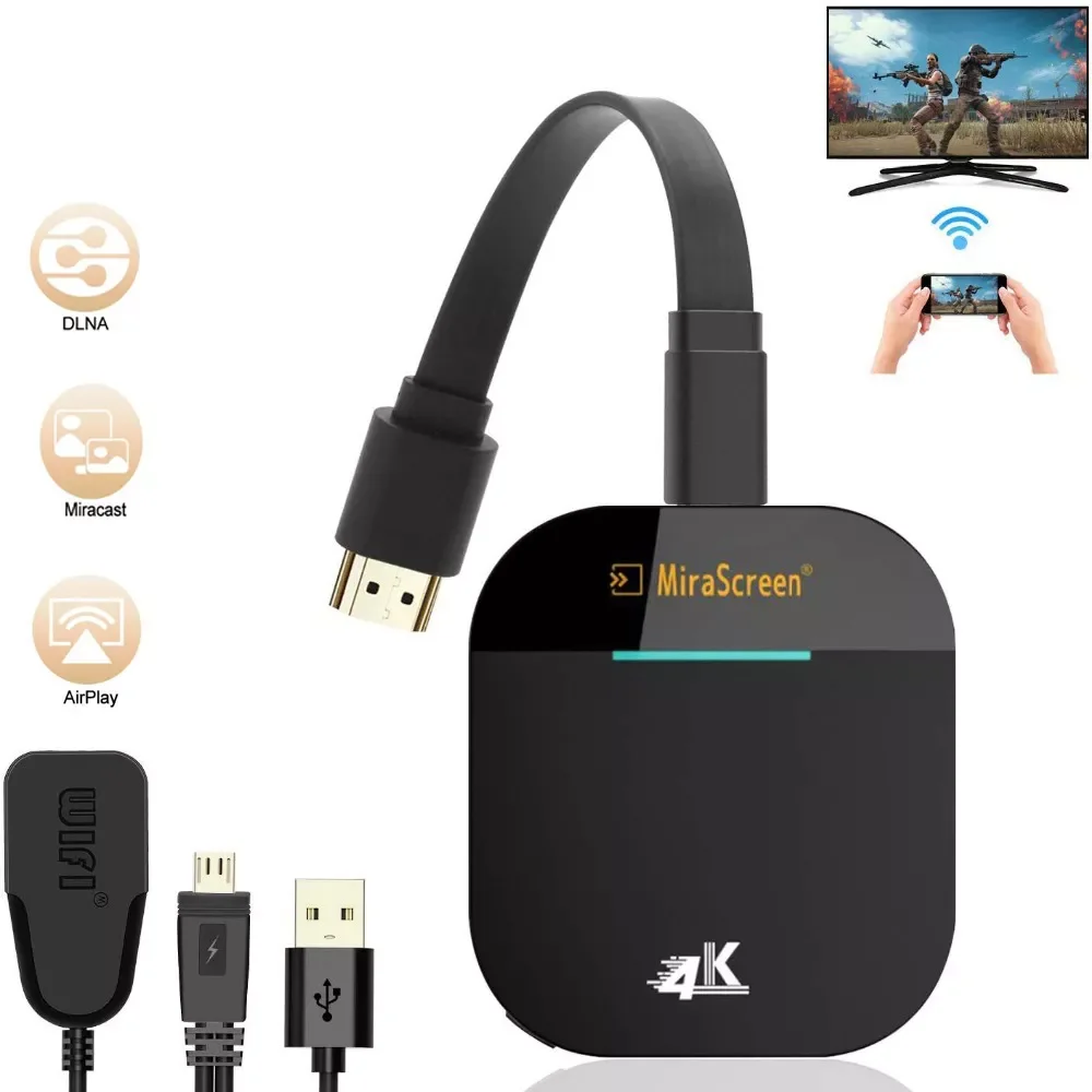 

Беспроводной дисплей Dongle 4K Wi-Fi портативный приемник дисплея 1080P HDMI экран зеркальное отображение для iPhone Mac iOS Android к ТВ проектору