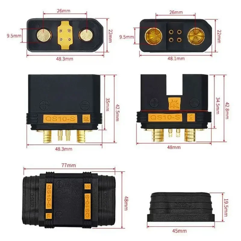 Фото QS10-S Сильноточный разъем для аккумулятора с терминалом 6AWG/16 мм2 Брызгозащищенный дрон с эмоционным управлением Мужской Женский Автомобильный разъем питания №4