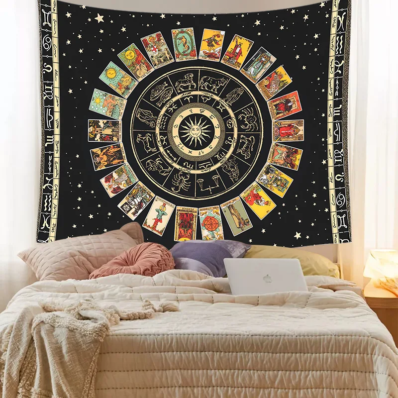 

Mandala Tarot Tapestry Wall Hanging Zodiac Star Plate Sun And Moon Psychedelic Witchcraft Hippie Home Decor 25