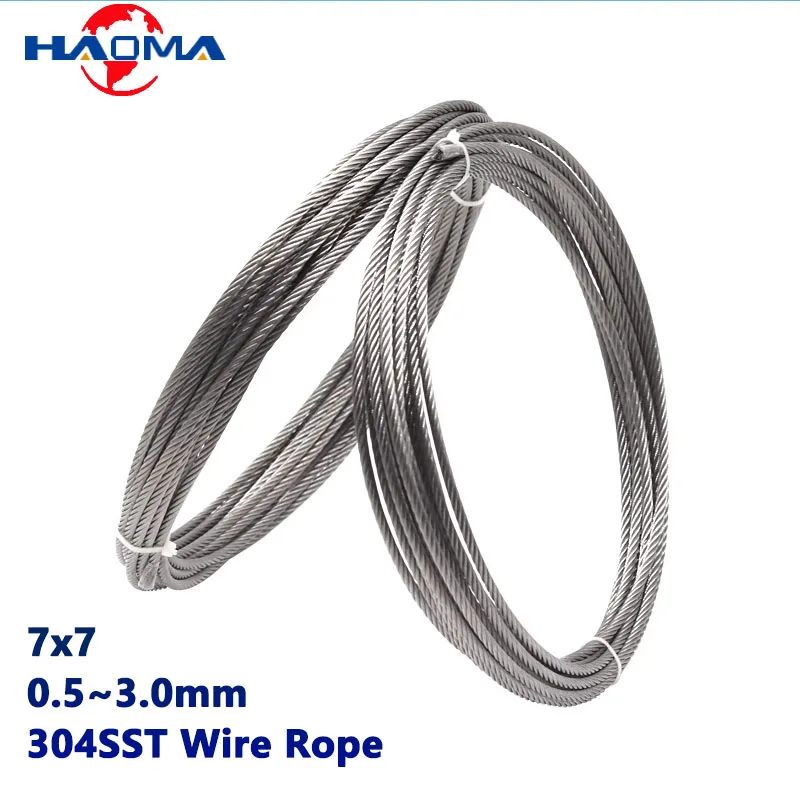 

Multistrand 304 Stainless Steel Wire Rope 7x7 Structure Soft Fine Wire Clothes Hanging Rack Clothesline Diameter 0.5mm-4mm 10M