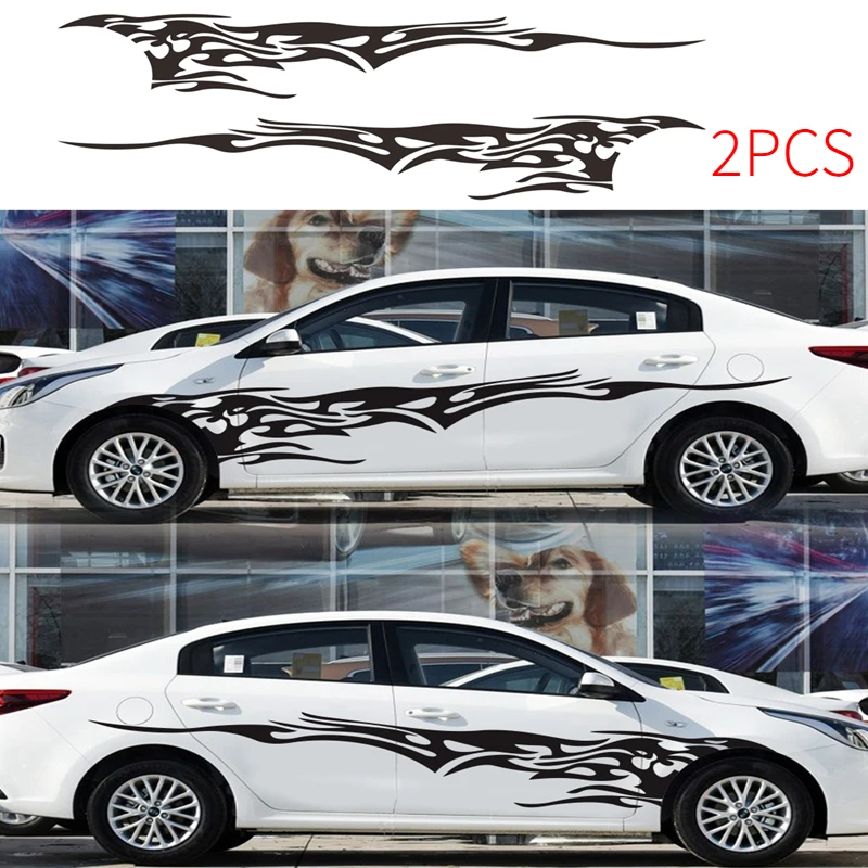 

2 шт., автомобильные виниловые наклейки с эффектом пламени