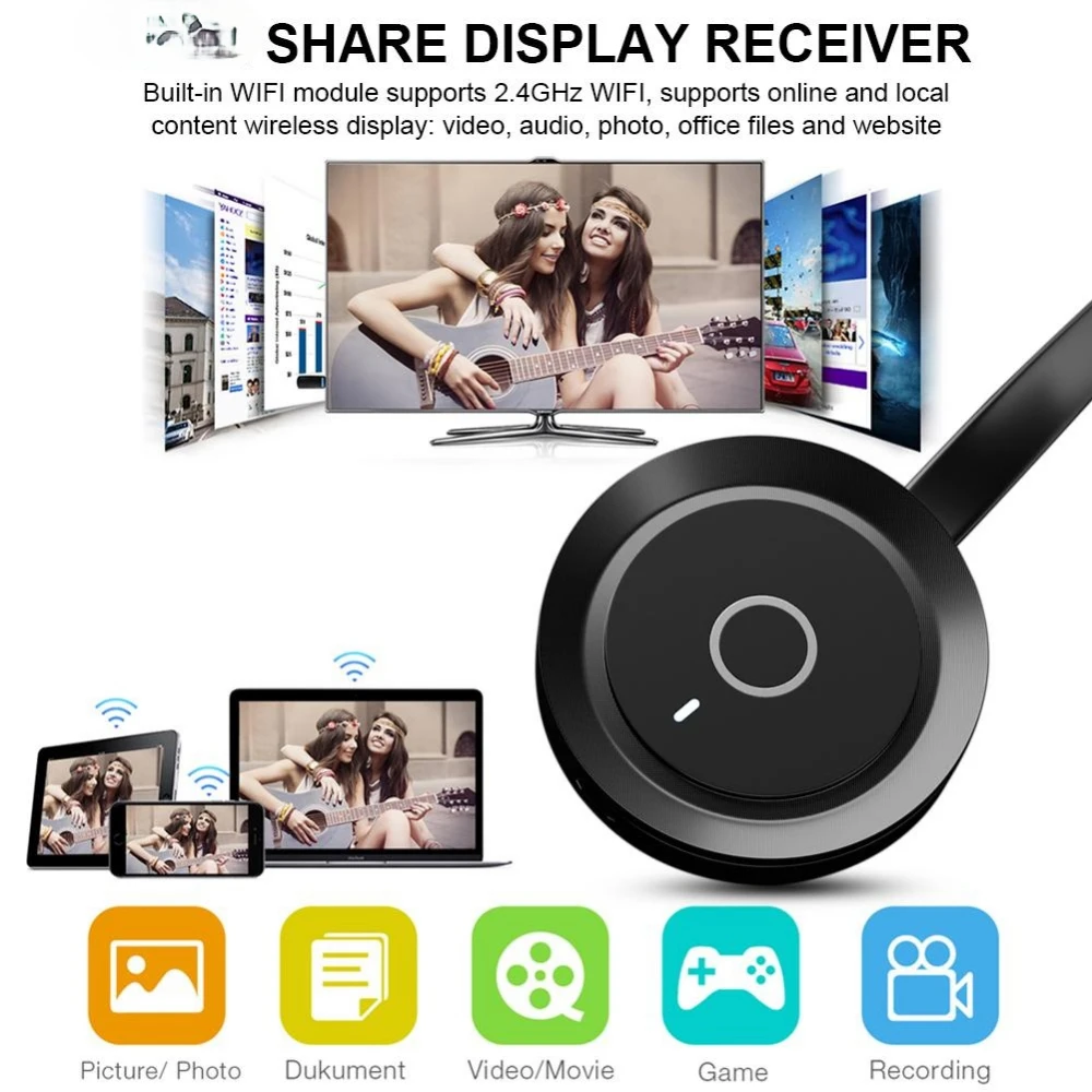 

G17 TV Stick MiraScreen WIFI Portable Display Receiver 1080P HDTV Miracast Dongle For IOS IPhone IPad/Mac/Android Smartphones