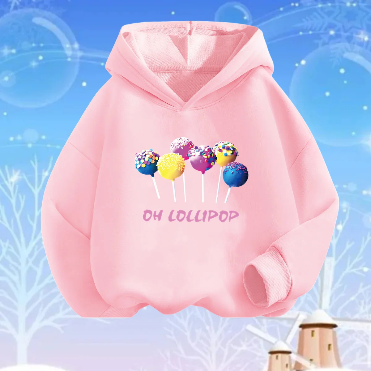 

Cute Lollip Print Hoodies For Girls Spring Autumn Long Sleeve Loose Hooded Sweatshirt Unisex Fashion Pullover Tops