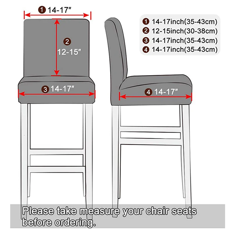 Polar Fleece Bar Stool Chair Cover Short Back Chair Slipcover for Dining Room Banquet Cafe Decorative Jacquard Seat Protector images - 6