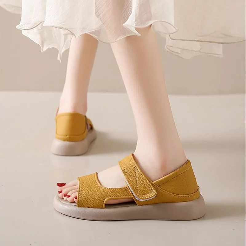 Женские сандалии размера плюс летние роскошные мягкие кожаные новый дизайн