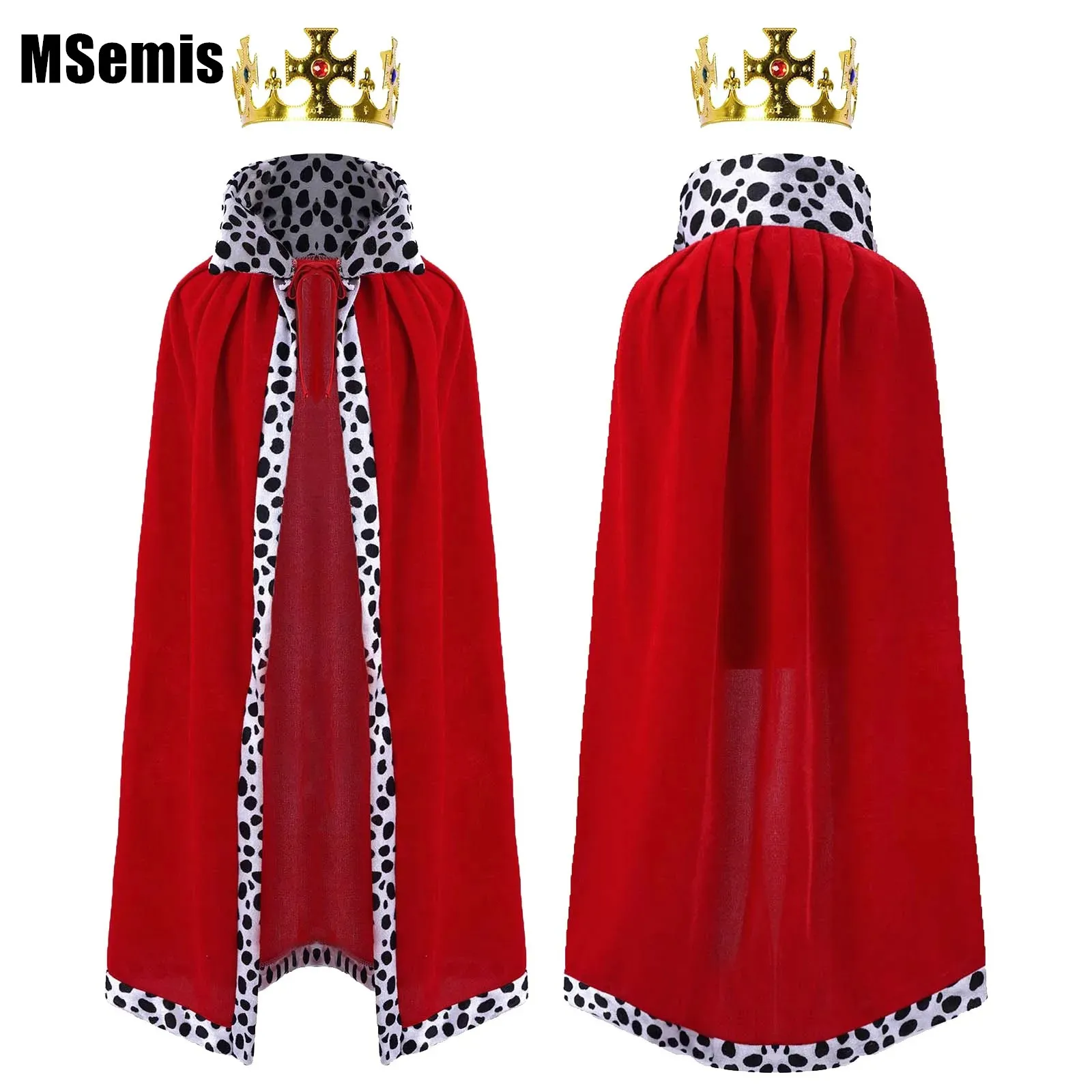 

Kids Medieval King Prince Costume Cloak Crown Boys Girls Cool Red Cape Outfit for Halloween Carnival Party Cosplay Accessories