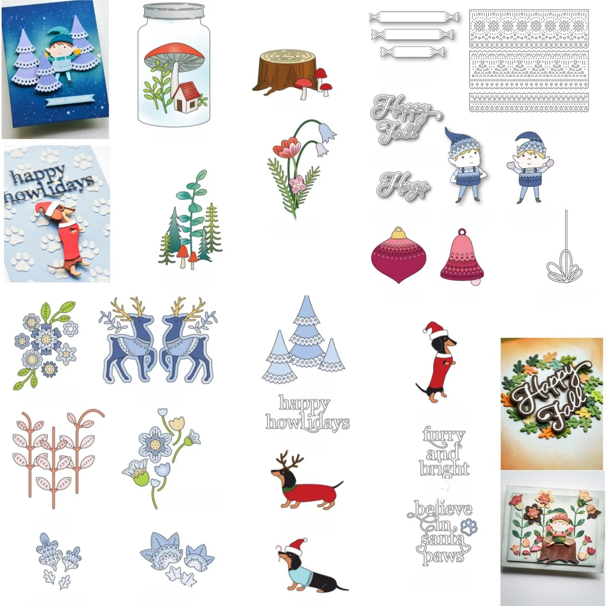 Новинка 2024 года металлические штампы с рождественскими оленями и деревьями для