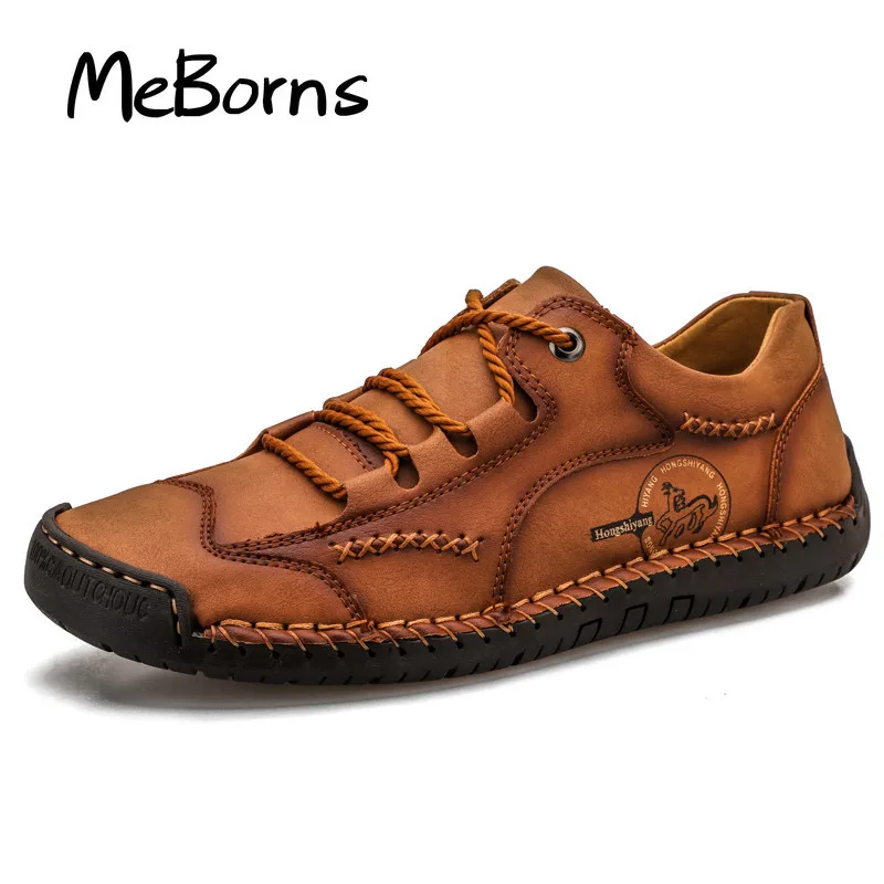 Handmade Men's Casual Shoes Leather Men's Moccasins Loafers Outdoor Men Driving Shoes Non-slip Men's Sneakers Zapatillas Hombre