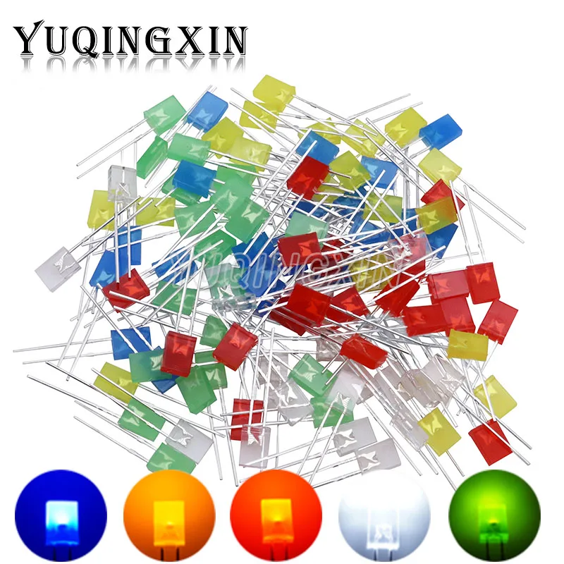 

100 шт. 2x5x7 квадратный светодиодный 257 красный светоизлучающий диод белый желтый красный зеленый синий 2*5*7 электронный комплект для творчеств...