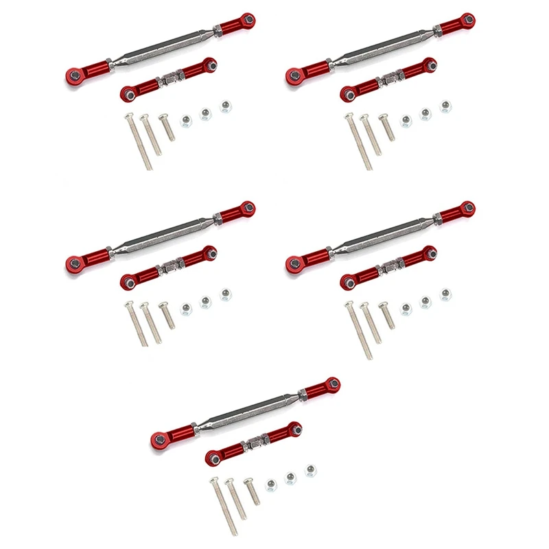 

5X Metal Adjustable Steering Linkage Servo Link Pull Rod Turnbuckle For MN D90 D99 MN-90 FJ-45 1/12 RC Car Crawler,Red
