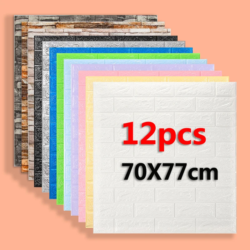 12 шт. панели из кирпичной пены 3D настенные наклейки самоклеящиеся тисненые