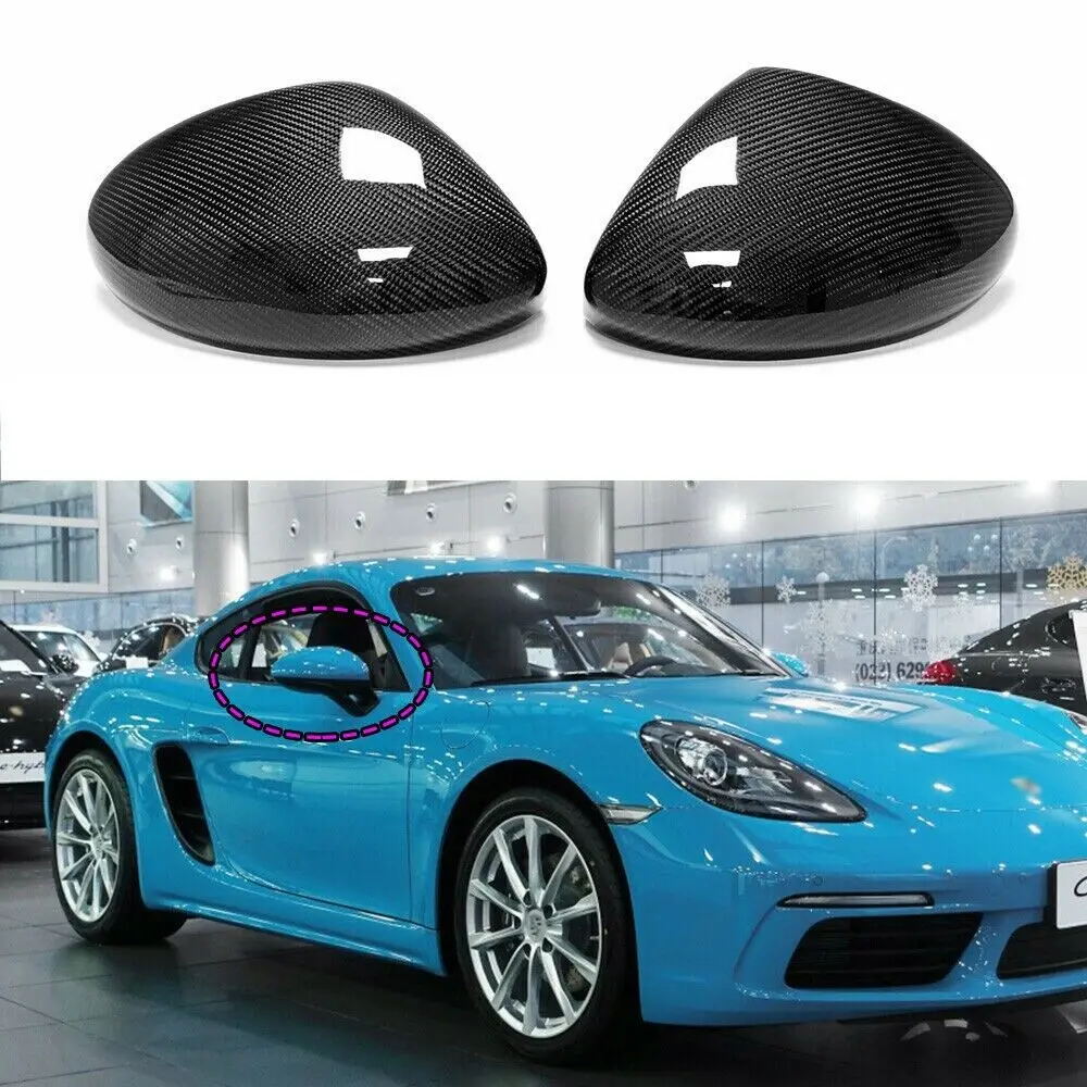 

Real Dry Carbon Fiber Car Door Wing Mirror Cover Cap Car Accessories Fit For Porsche 718 Boxster Cayman 2016-2020