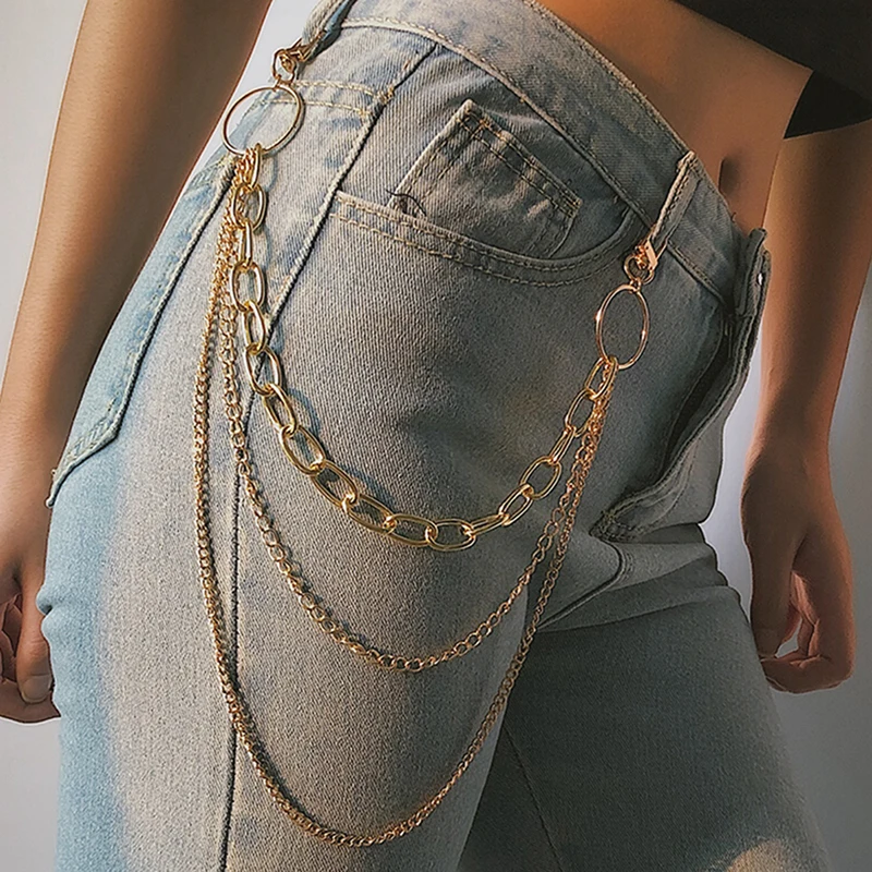 

Punk Trendy Multilayer Waist Chain Key Chain for Women Hip Hop Trousers Pants Chain Accessory Jewelry Gift 2022