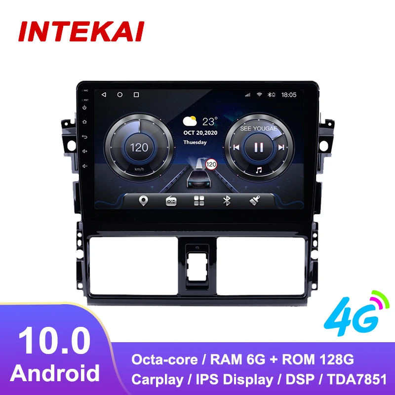 

Автомагнитола 10,1 дюймов, Android 10,0, GPS-навигация, Авторадио, мультимедийный плеер для Toyota VIOS 2013 2016, стерео головное устройство