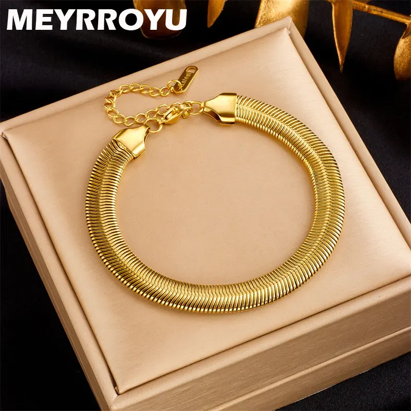 

MEYRROYU Bracelet For Women 316L Stainless Steel Snake Chain Lovers Style Decoration Fashion Street Party Accessories