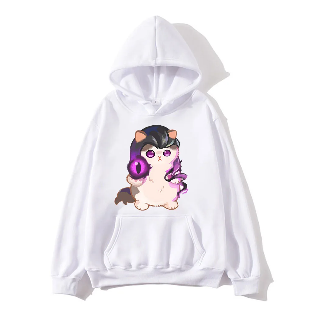 VALORANT Anime Game Hooded Sweatshirts Fashion Cartoon Print Hoodies Long Sleeve Fleece Tops Kawaii Cat Print Streetwear Hoodie