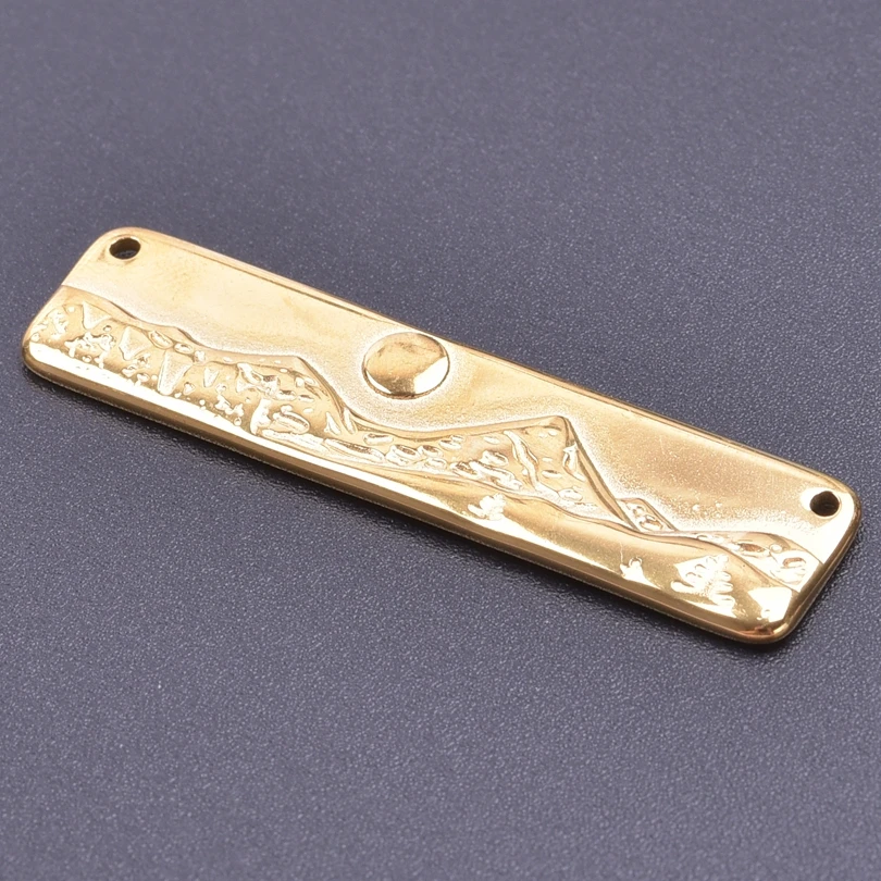 3pcs/Lot Rectangle Mountain Sun Charms With Two Holes For Jewelry Making Supplies Necklaces Accessories Stainless Steel Pendants