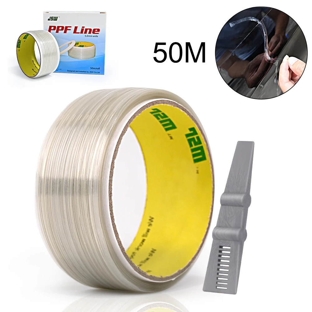 FOSHIO 50 Meter Knifeless Cutting Tape PPF Safety Design Line for Covering Film Tint Stickers Vinyl Car Wrap Styling Accessories
