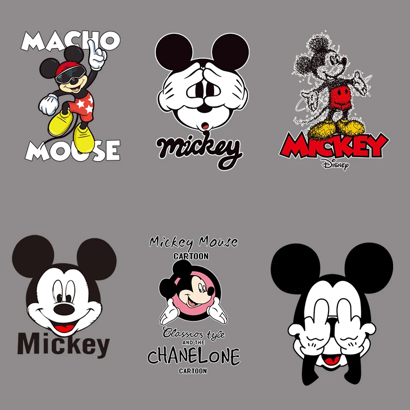 

Cartoon Disney Animation Funny Mickey Mouse Heat Transfer Printing Vinyl Patches Diy Stickers For Clothes Iron On Appliques