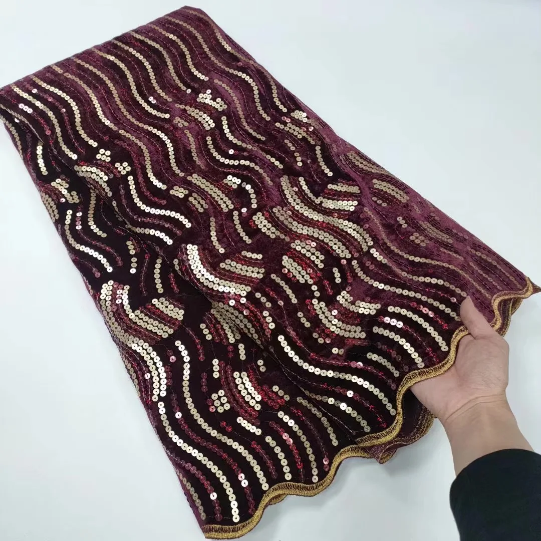 2022 Высококачественная чистая белая африканская Роскошная ткань блестки