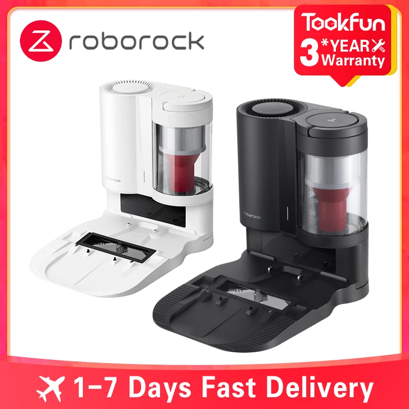 

Roborock S7 and S7 MAXV Robot Vacuum Cleaner Auto-Empty Dock Cyclone Dust Collection Charging Base Washable White Black Dust bag