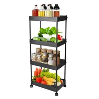 4 Tier Rolling Storage Organizer Mobile Utility Cart with Caster Wheels  Slim Storage Cart for Bathroom Kitchen Laundry