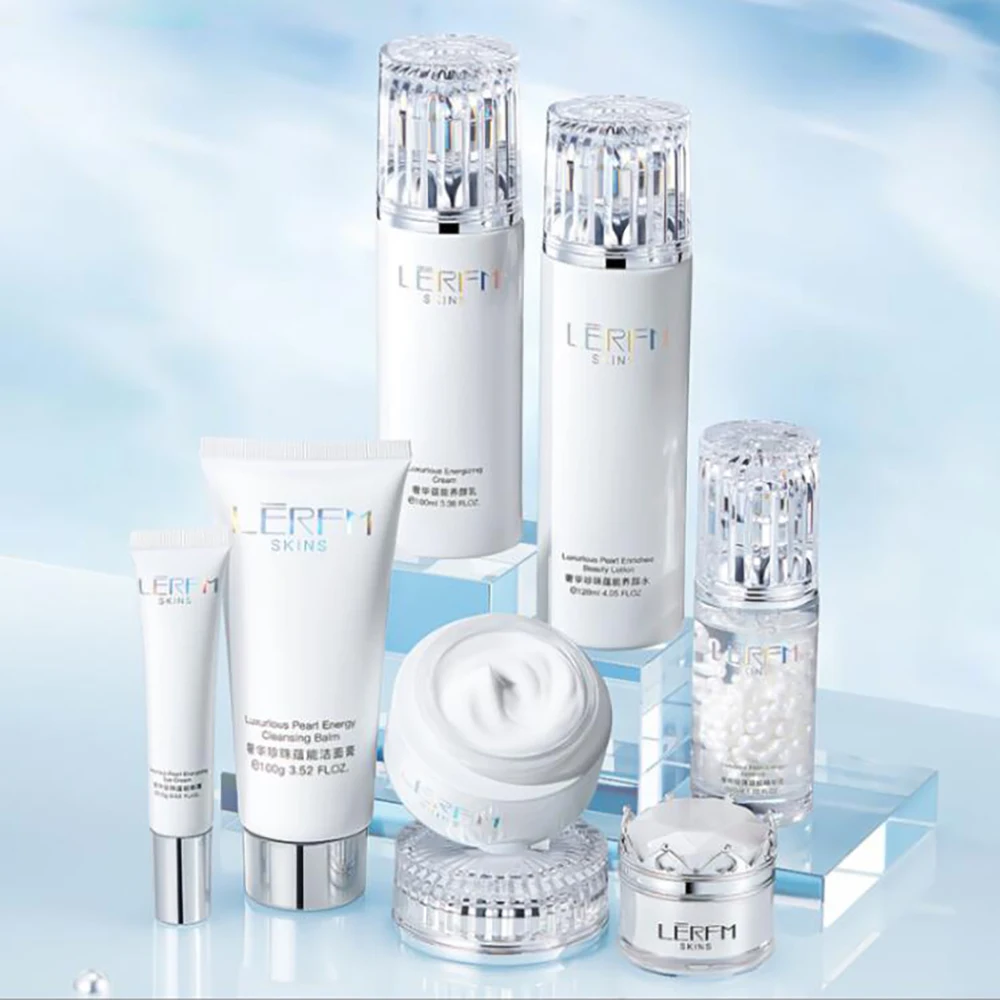 LERFM Pearl Skin Care Sets 7Pcs Facial cream Whitening Cream Anti-wrinkle Serum Face Tonic Firming Oil Control Lotion Face Wash