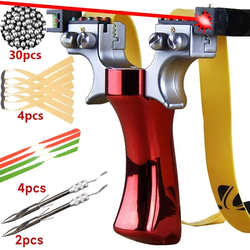 

Laser Slingshot Red Aiming Steel Ball Fishing Arrows Package Shooting Outdoor Hunting High Precision Practice Flat Rubber Band
