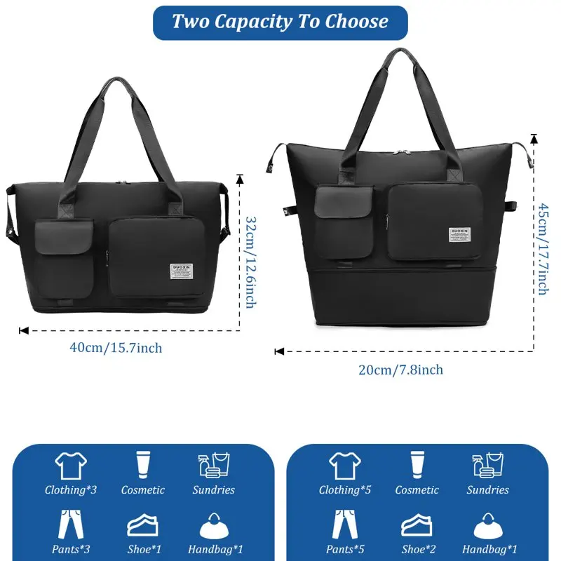 Large Capacity Travel Bag, Waterproof Expandable Duffel Bag