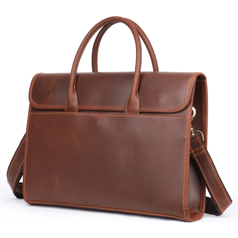 

Luxury Men's Briefcases Genuine Leather Shoulder Crossbody Bag Large Capacity Business Tote Bags Retro Messenger Bag 3A