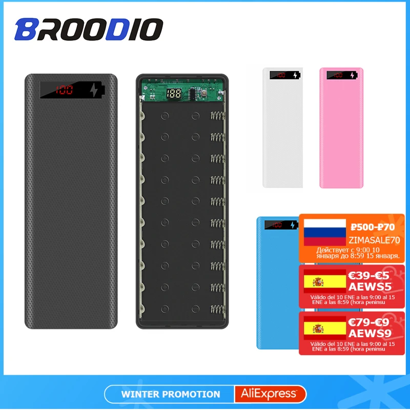 

Dual USB 10*18650 Power Bank Case Batteries With LED Display Screen For Smartphone Charger DIY 18650 Battery Holder Charging Box