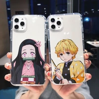demon slayer japan anime clear phone case for iphone 11 12 pro max xr xs 13 x 8 7 6s 6 plus shockproof soft silicone cover coque