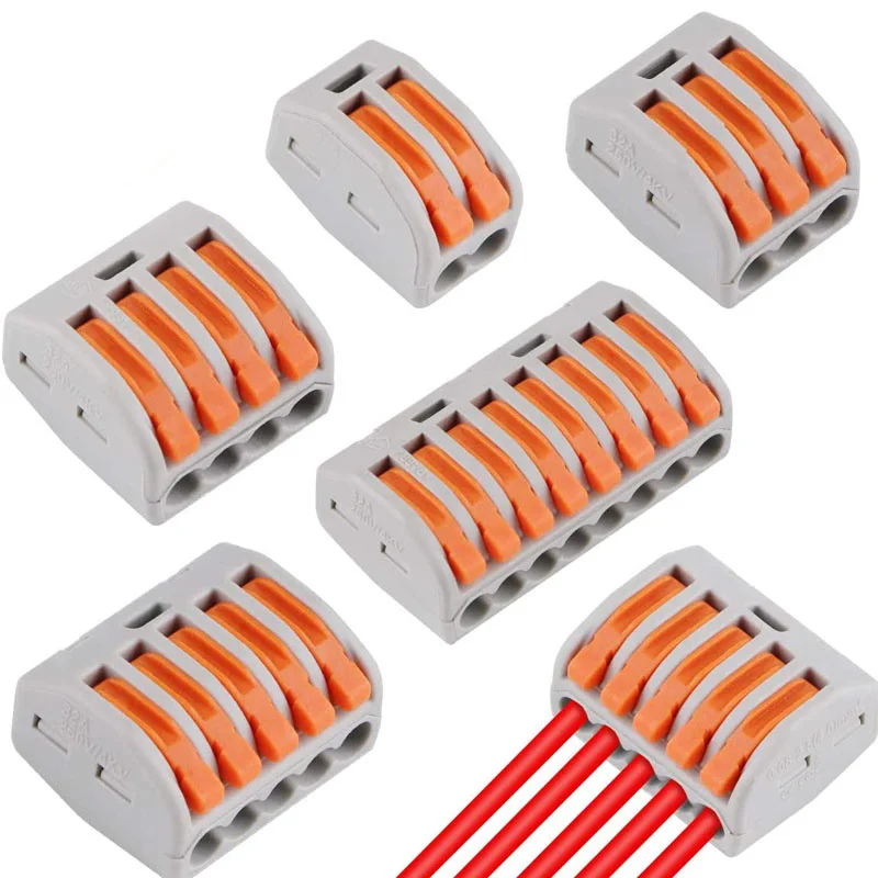 

Mini Fast Wire Cable Connectors Universal Compact Conductor Spring Splicing Wiring Connector Push-in Terminal Block222-412 LED