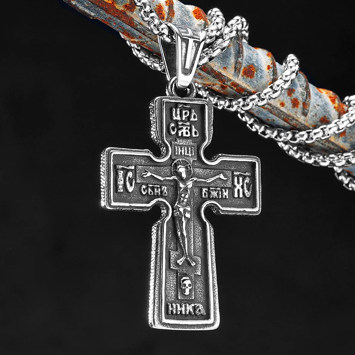 

Jesus Good Friday Cross Religion Stainless Steel Men Women Necklaces Pendant Chain Punk Trendy Jewelry Creativity Gift Wholesale