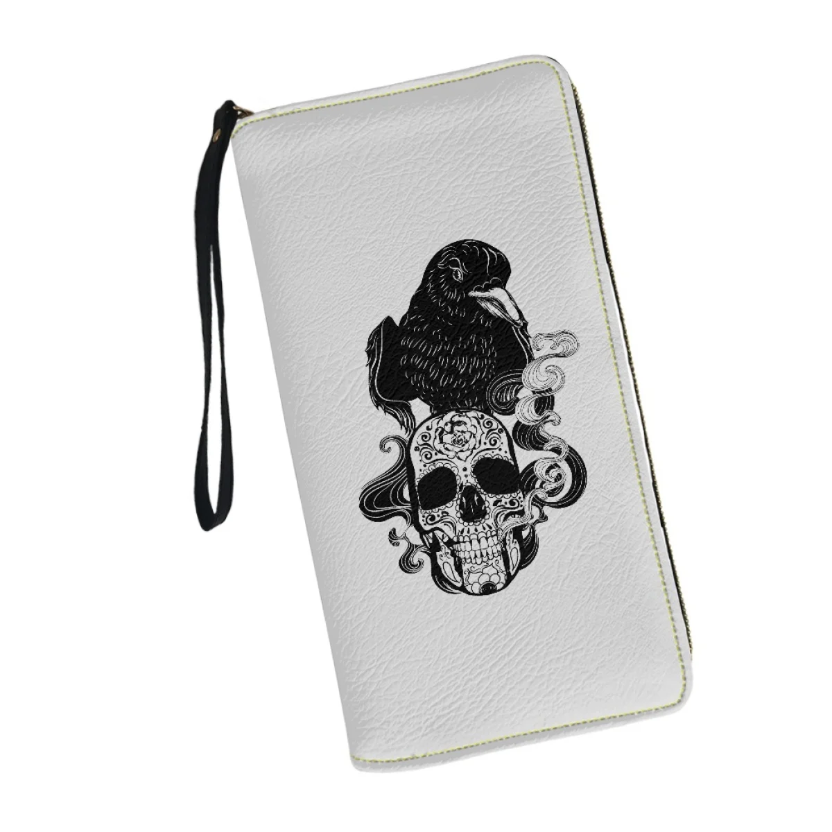 Woman Luxury Brand Wallet Pu Leather Skull And Crow Pattern Wallet Minimalist Wallets With Strap Carteras De Mujer