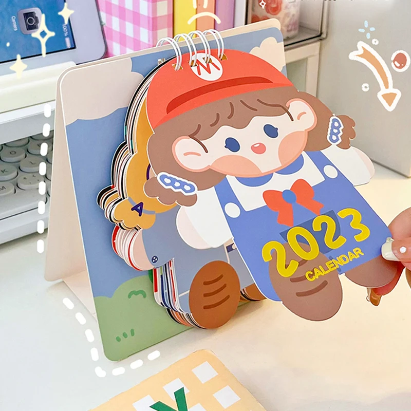 

2023 kawaii Desk Calendar Cartoon Bear Cute Girls Bunny Table Calendars Diary Planner School Office Agenda Organizer Stationery