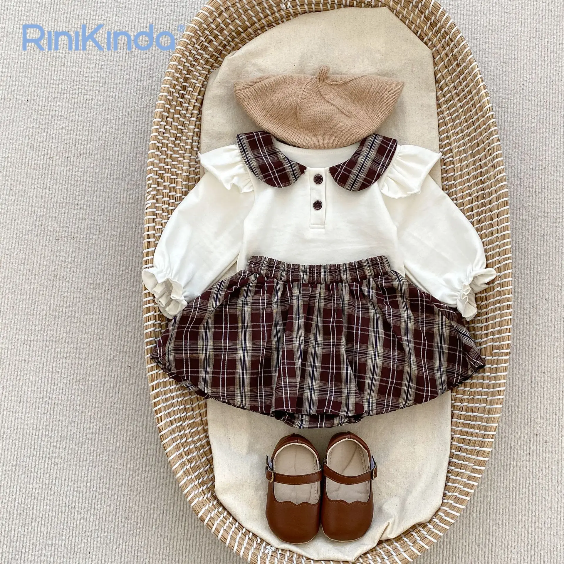

Toddler Outfit Spring Autumn 0-24M Newborn Baby Girl 2PCS Clothes Set Long Sleeve Shirts Plaid Shorts Set 2023 New Baby Costume