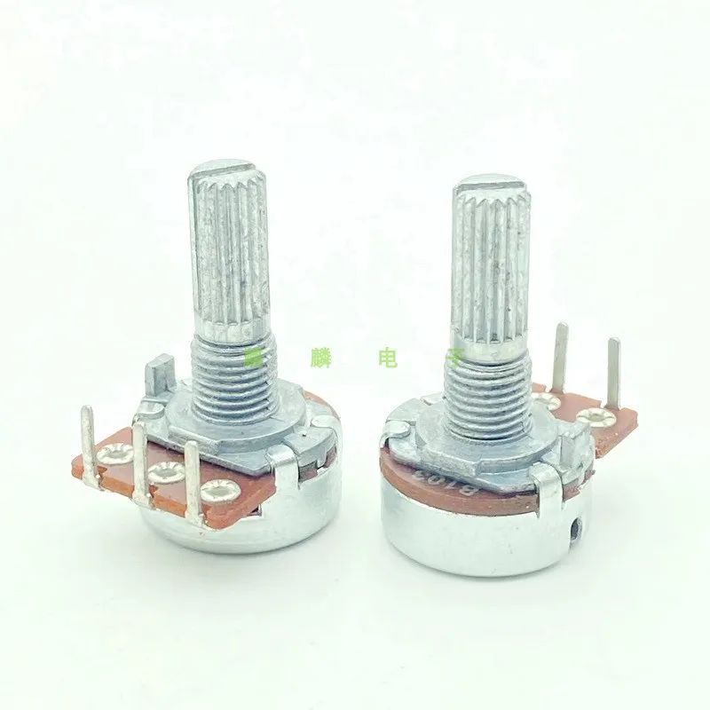 

2PCS 16 Type B10K With Midpoint Single Amplifier Audio Speaker Volume Potentiometer Inside Bend Feet 3-Pin Flower Shaft 20mm