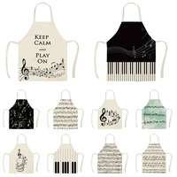 music symbol design pattern kitchen aprons for woman man home cooking baking shop cleaning cotton linen apron wq1686