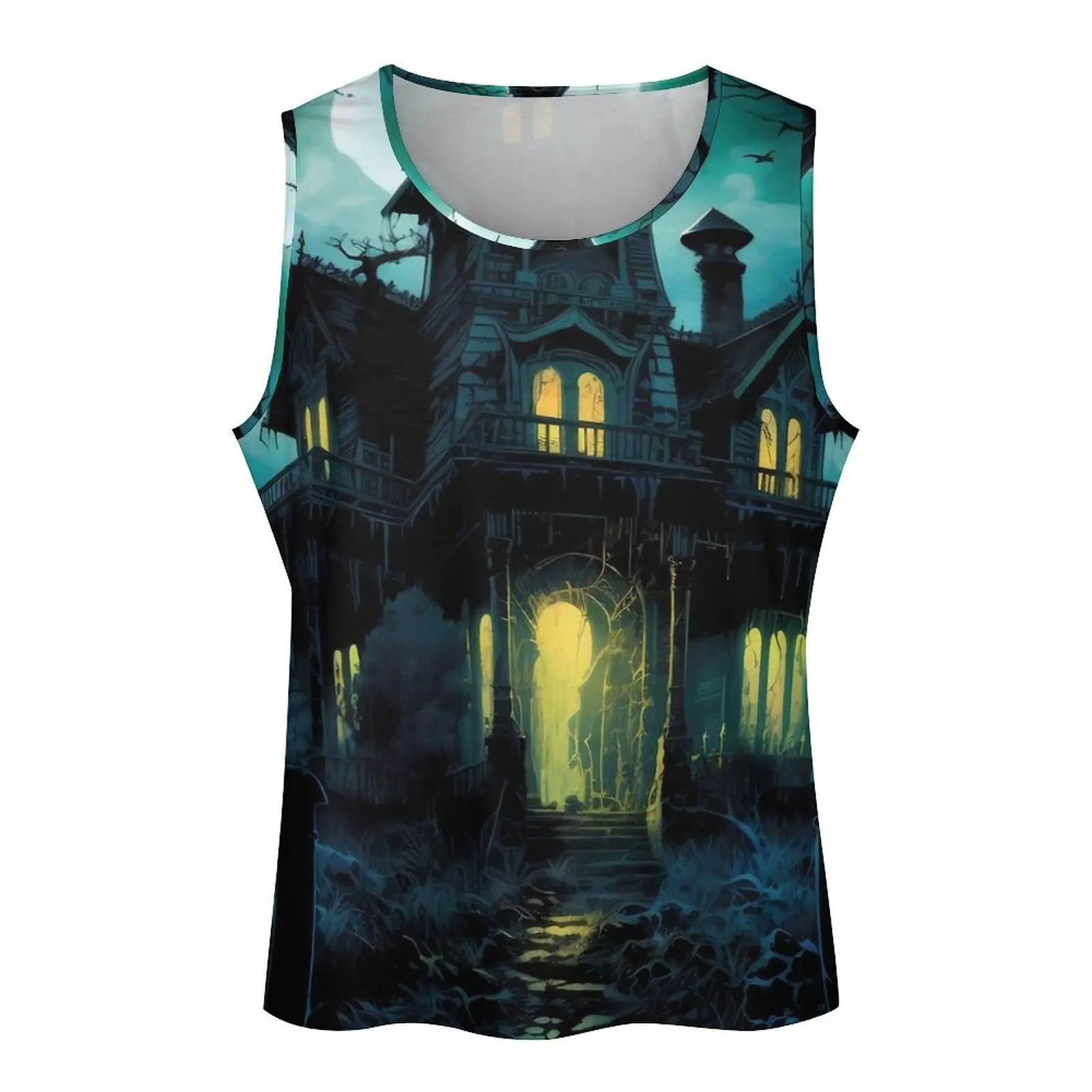 Мужская винтажная майка с принтом на Хэллоуин размеры до 5XL