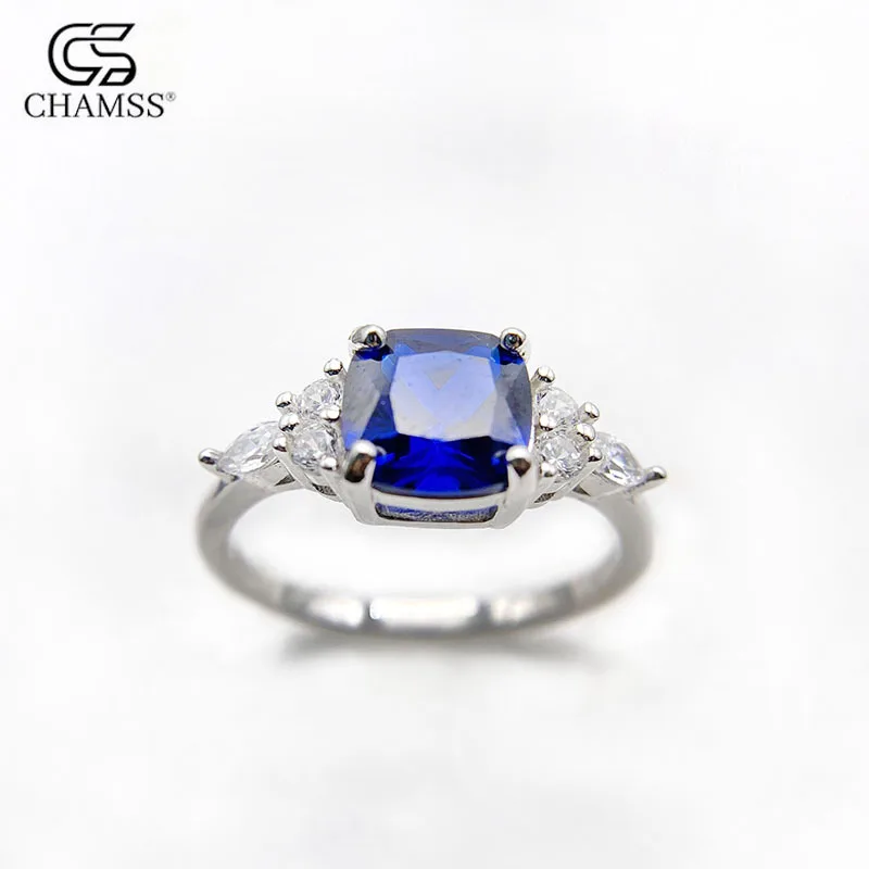

Роскошное женское кольцо из стерлингового серебра S925 пробы с квадратным синим паве в европейском и американском стиле