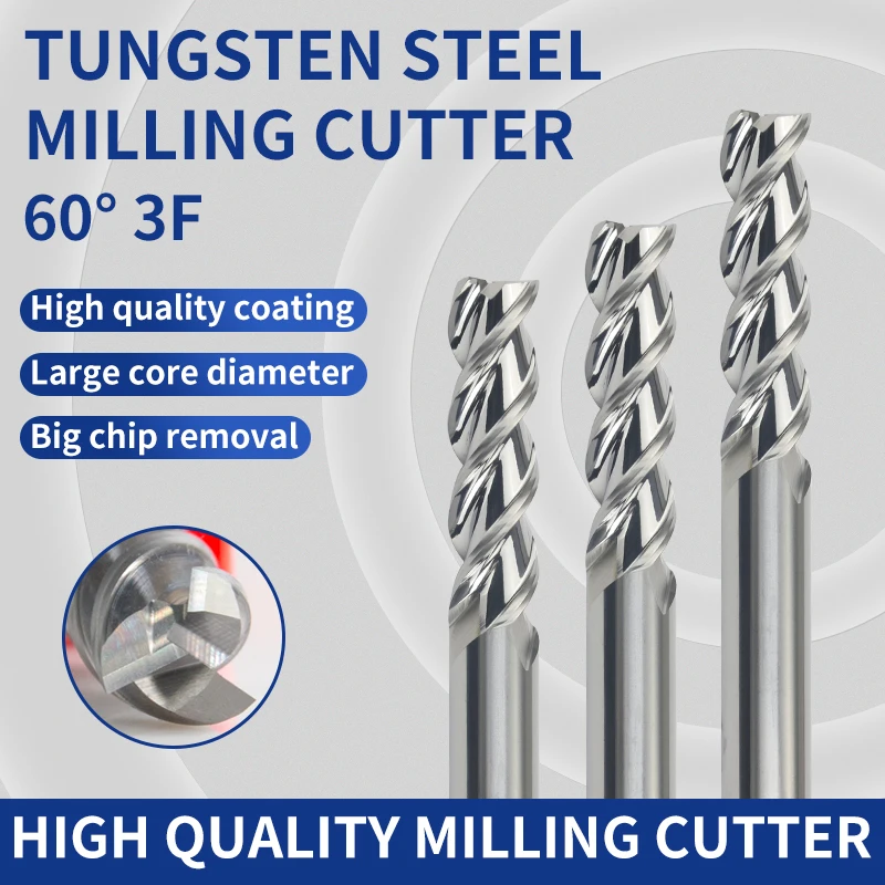 

Концевые фрезы KCUTEER D1~D16 3F HRC60 для алюминия