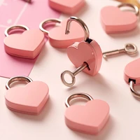 antique style heart shape padlock vintage lock with key pink romantic key for travel wedding jewelry box diary book suitcase