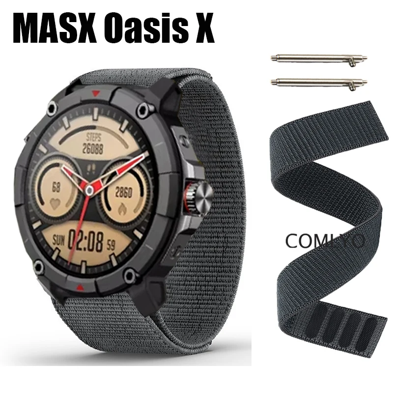 Для MASX Oasis X ремешок нейлоновый для умных часов с мягким ремешком и крючком
