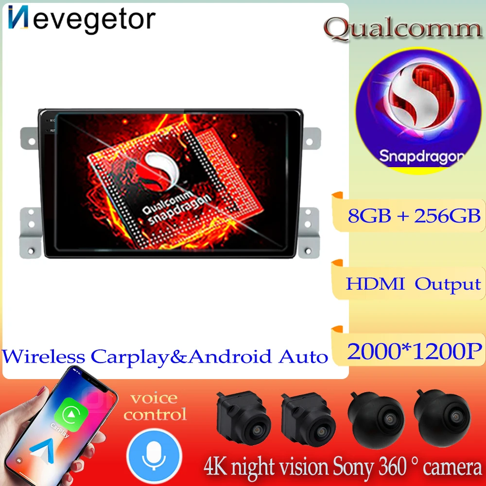 

Автомобильный радиоприемник Qualcomm Snapdragon Android13 для SUZUKI Grand Vitara 2005-2015 Стерео GPS навигация USB Аудио Видео плеер 2 DIN Dvd