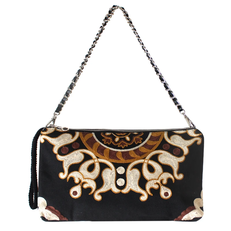 Original Chinese style retro banquet bag Ethnic embroidery clutch bag Canvas Chain Shoulder bags
