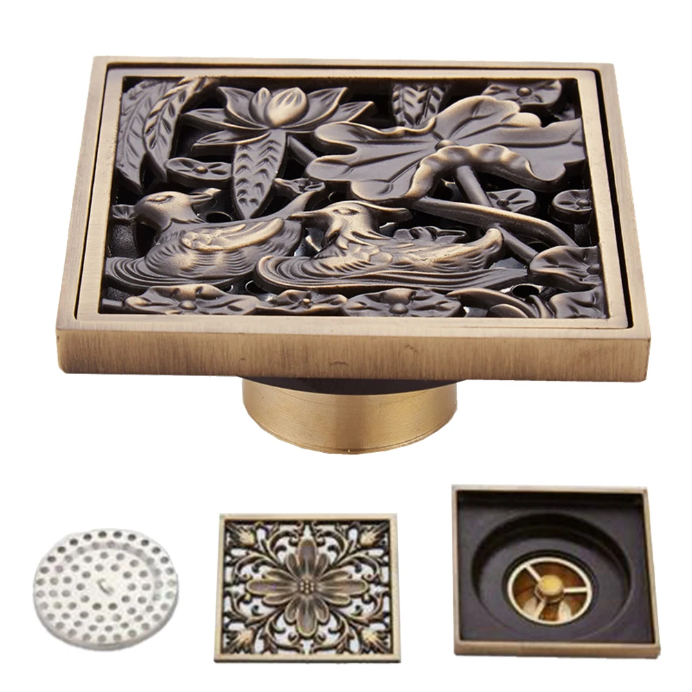 

40mm Brass Finish Floor Drain Quality Copper Drains 4 Styles For Shower Square Bathroom Sink Accessories Bathroom Fixture