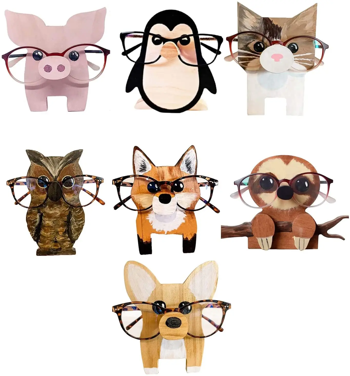 

Cartoon Animal Glasses Holder Wood Eyeglasses Retainers Sunglasses Display Stand Cute Glasses Storage Holder Desktop Decoration